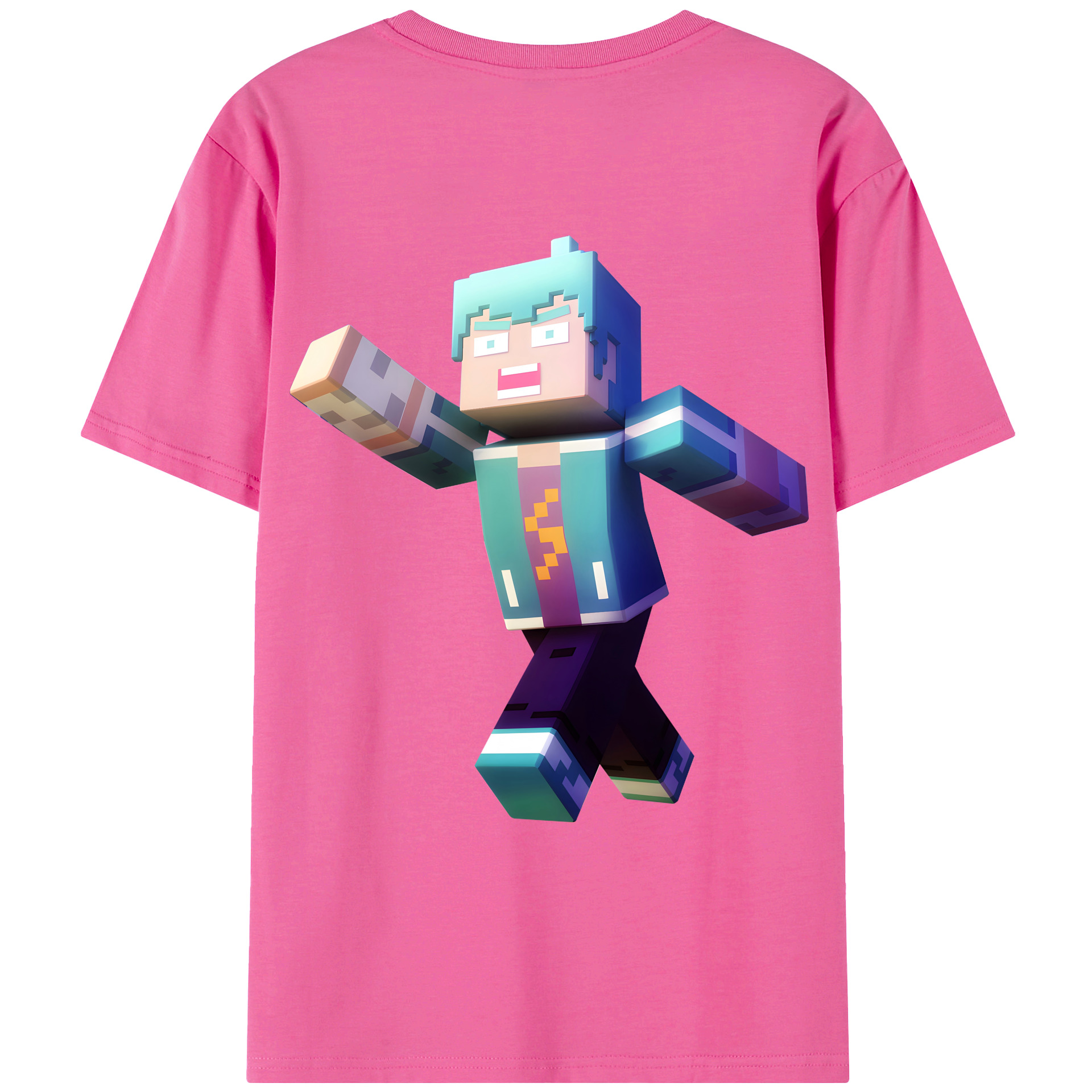 （画像用） マインクラフト ブロックの世界 Minecraft MC Block world レディース半袖Tシャツ(バックプリント)